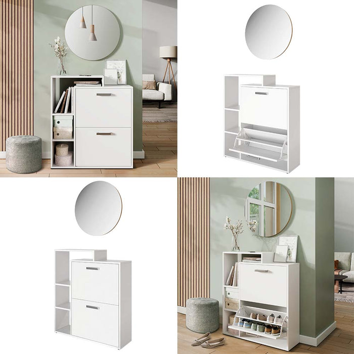 Vicco Scarpiera Bianco 2 parti, con specchio