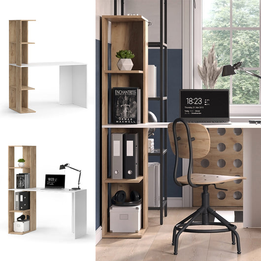 Vicco Scrivania con ripiani Bianco/Sonoma 122.2 x 55.2 cm con 4 scomparti