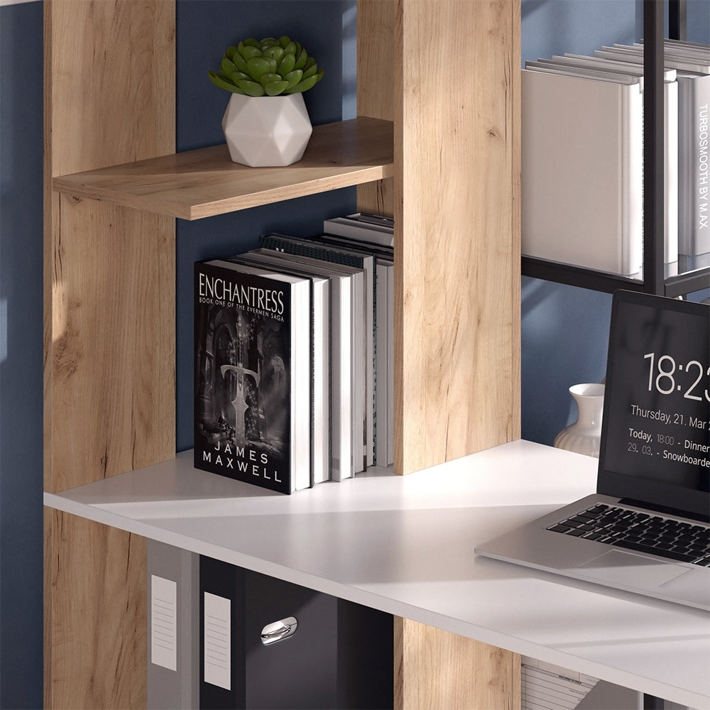 Vicco Scrivania con ripiani Bianco/Sonoma 122.2 x 55.2 cm con 4 scomparti