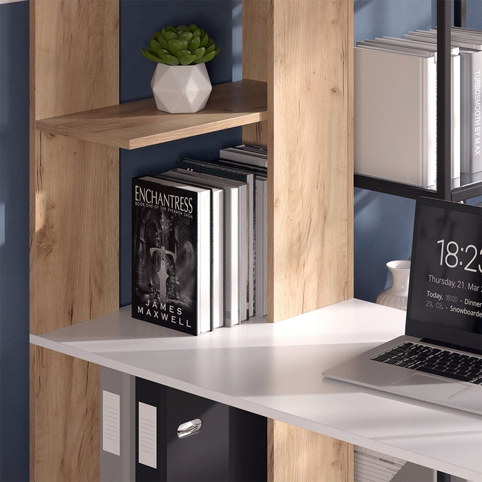 Vicco Scrivania con ripiani Bianco/Sonoma 122.2 x 55.2 cm con 4 scomparti