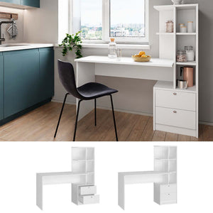 Vicco Tavolo da pranzo Bianco 136 x 55 cm con 2 cassetti