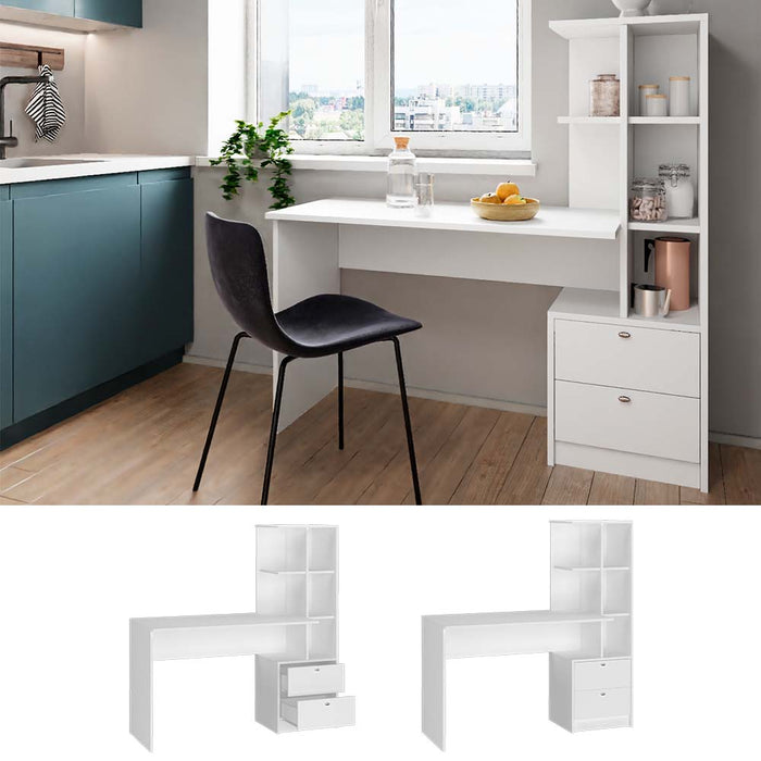 Vicco Tavolo da pranzo Bianco 136 x 55 cm con 2 cassetti