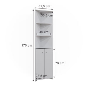 Vicco Armadio per il bagno Bianco 51.5 x 175 cm Armadio angolare a 2 ante
