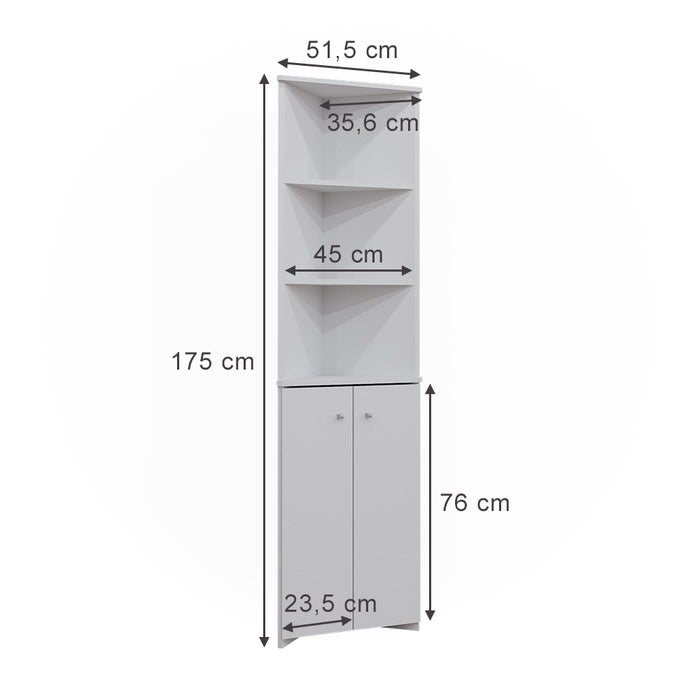 Vicco Armadio per il bagno Bianco 51.5 x 175 cm Armadio angolare a 2 ante