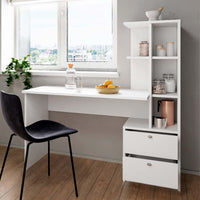 Vicco Tavolo da pranzo Bianco 136 x 55 cm con 2 cassetti