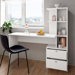 Vicco Tavolo da pranzo Bianco 136 x 55 cm con 2 cassetti