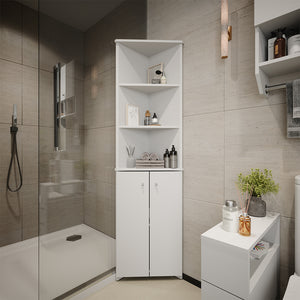 Vicco Armadio per il bagno Bianco 51.5 x 175 cm Armadio angolare a 2 ante