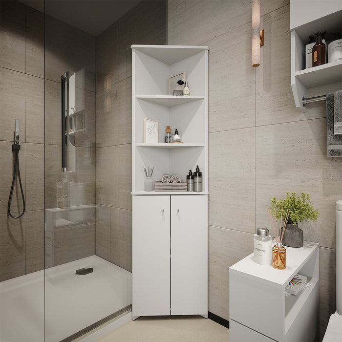 Vicco Armadio per il bagno Bianco 51.5 x 175 cm Armadio angolare a 2 ante