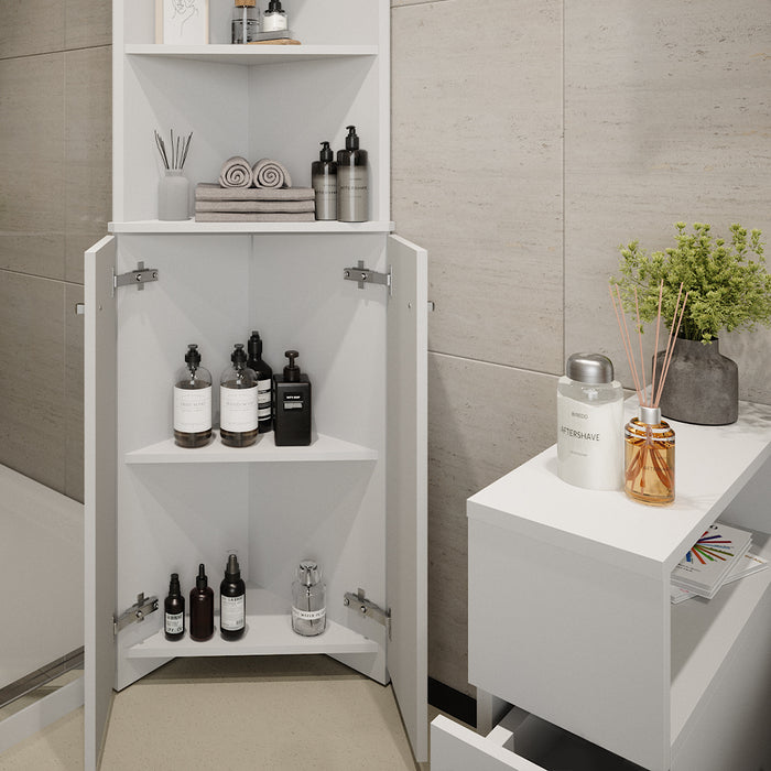 Vicco Armadio per il bagno Bianco 51.5 x 175 cm Armadio angolare a 2 ante