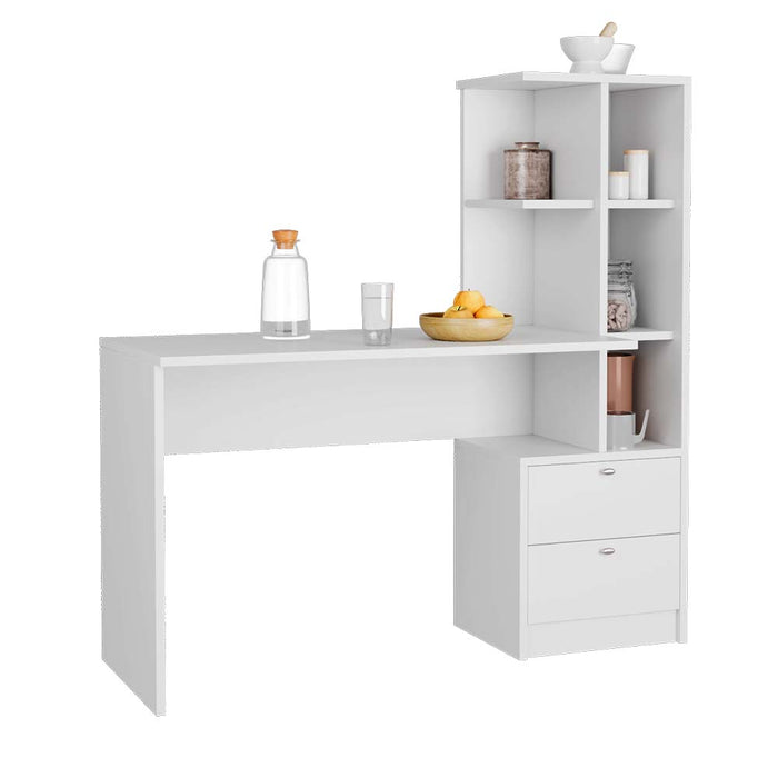 Vicco Tavolo da pranzo Bianco 136 x 55 cm con 2 cassetti