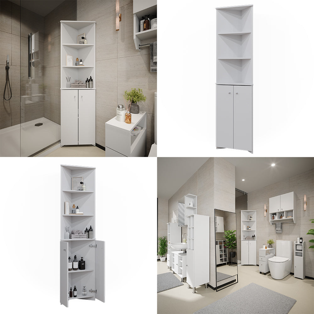 Vicco Armadio per il bagno Bianco 51.5 x 175 cm Armadio angolare a 2 ante