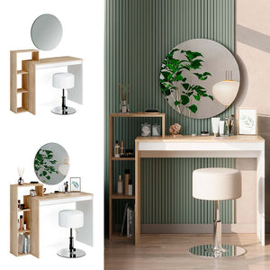 Vicco Tavolo da toeletta Sonoma 100 cm con specchio e sgabello