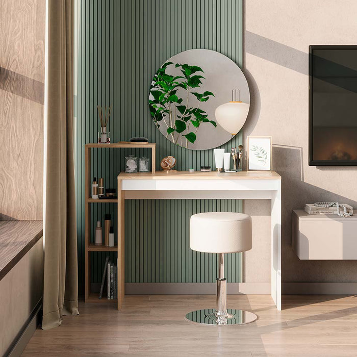 Vicco Tavolo da toeletta Sonoma 100 cm con specchio e sgabello