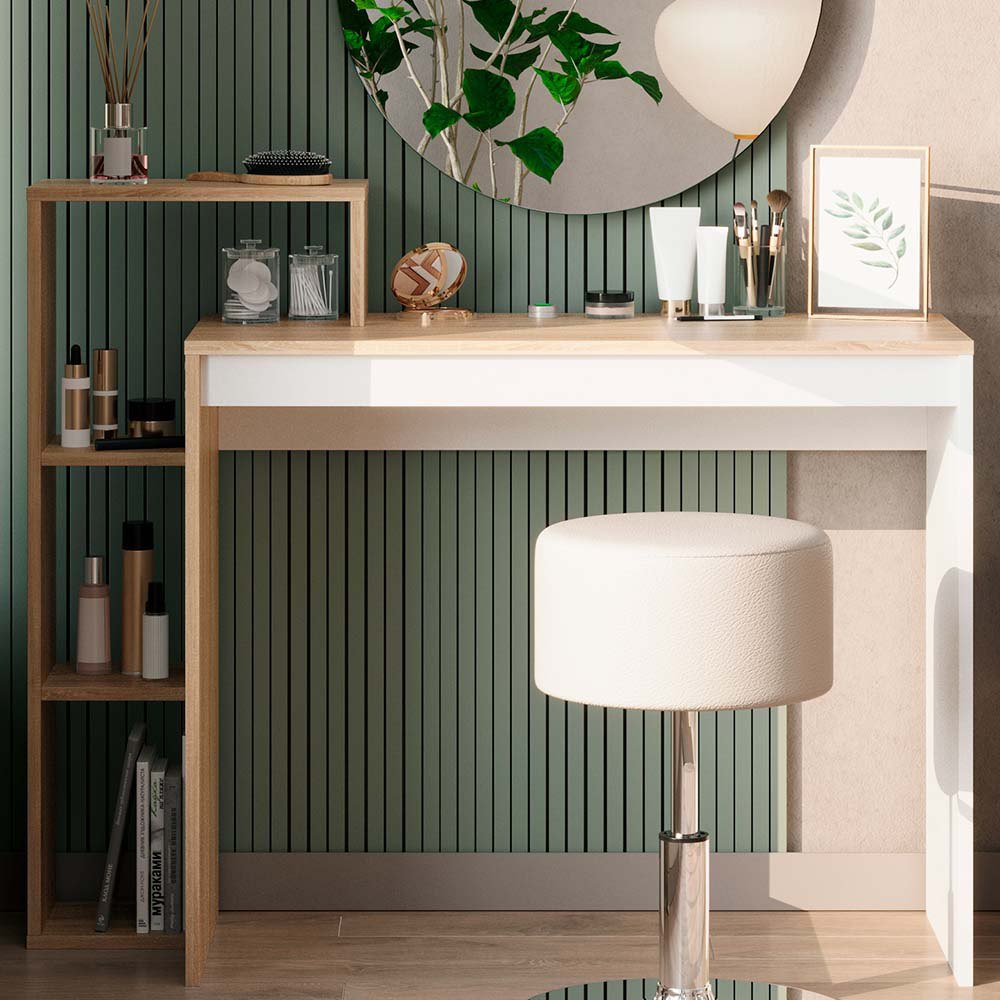 Vicco Tavolo da toeletta Sonoma 100 cm con specchio e sgabello