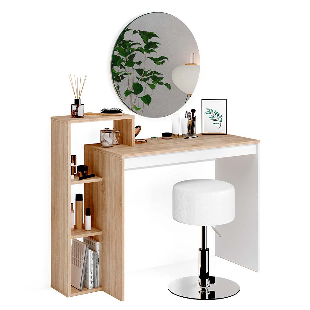 Vicco Tavolo da toeletta Sonoma 100 cm con specchio e sgabello