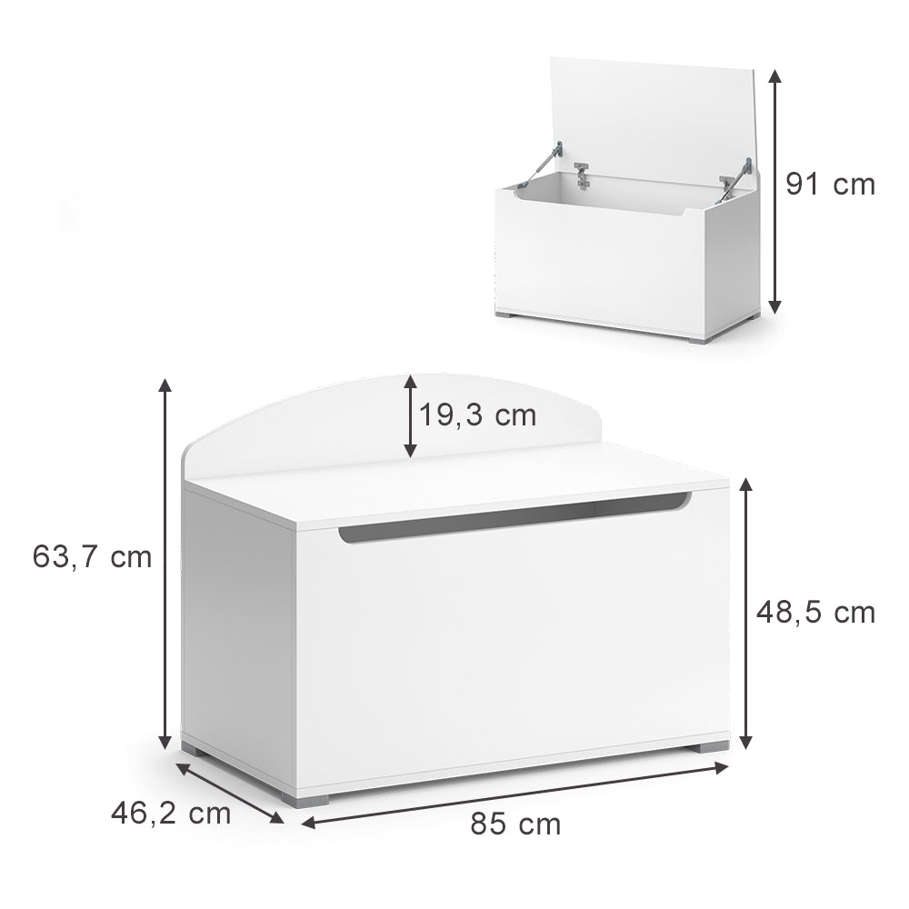 Vicco Cassapanca per giocattoli Bianco 85 x 63.7 cm con coperchio
