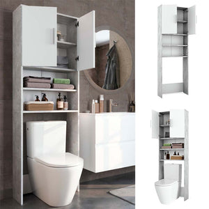Vicco Armadietto per toilette Cemento/Bianco 64 x 190 cm con 2 porte