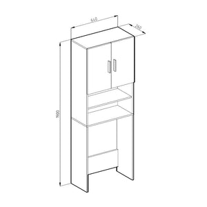 Vicco Armadietto per toilette Cemento/Bianco 64 x 190 cm con 2 porte