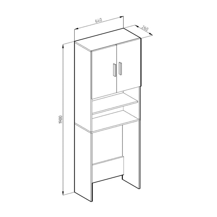 Vicco Armadietto per toilette Cemento/Bianco 64 x 190 cm con 2 porte