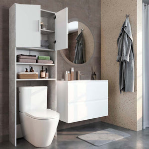 Vicco Armadietto per toilette Cemento/Bianco 64 x 190 cm con 2 porte