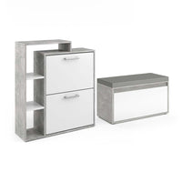 Vicco Scarpiera da ingresso Calcestruzzo 2 parti, con banco