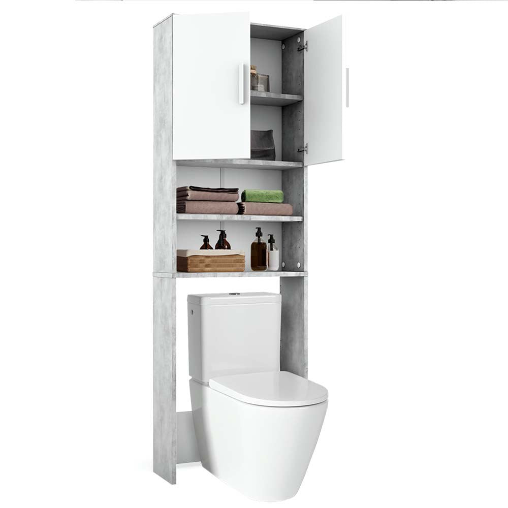 Vicco Armadietto per toilette Cemento/Bianco 64 x 190 cm con 2 porte
