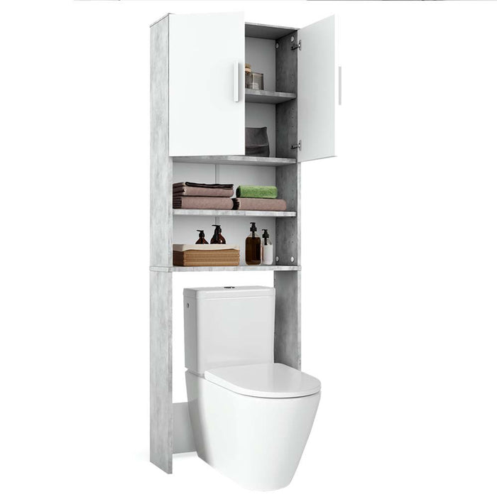 Vicco Armadietto per toilette Cemento/Bianco 64 x 190 cm con 2 porte