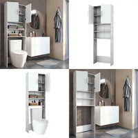 Vicco Armadietto per toilette Cemento/Bianco 64 x 190 cm con 2 porte