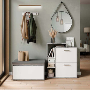 Vicco Scarpiera da ingresso Calcestruzzo 2 parti, con banco