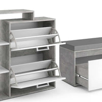 Vicco Scarpiera da ingresso Calcestruzzo 2 parti, con banco