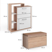 Vicco Scarpiera da ingresso Sonoma 2 parti, con banco