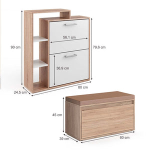 Vicco Scarpiera da ingresso Sonoma 2 parti, con banco