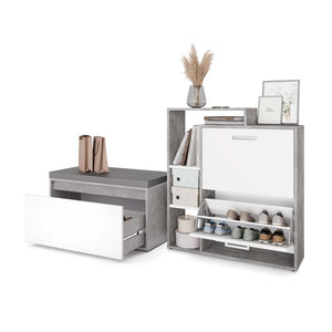 Vicco Scarpiera da ingresso Calcestruzzo 2 parti, con banco