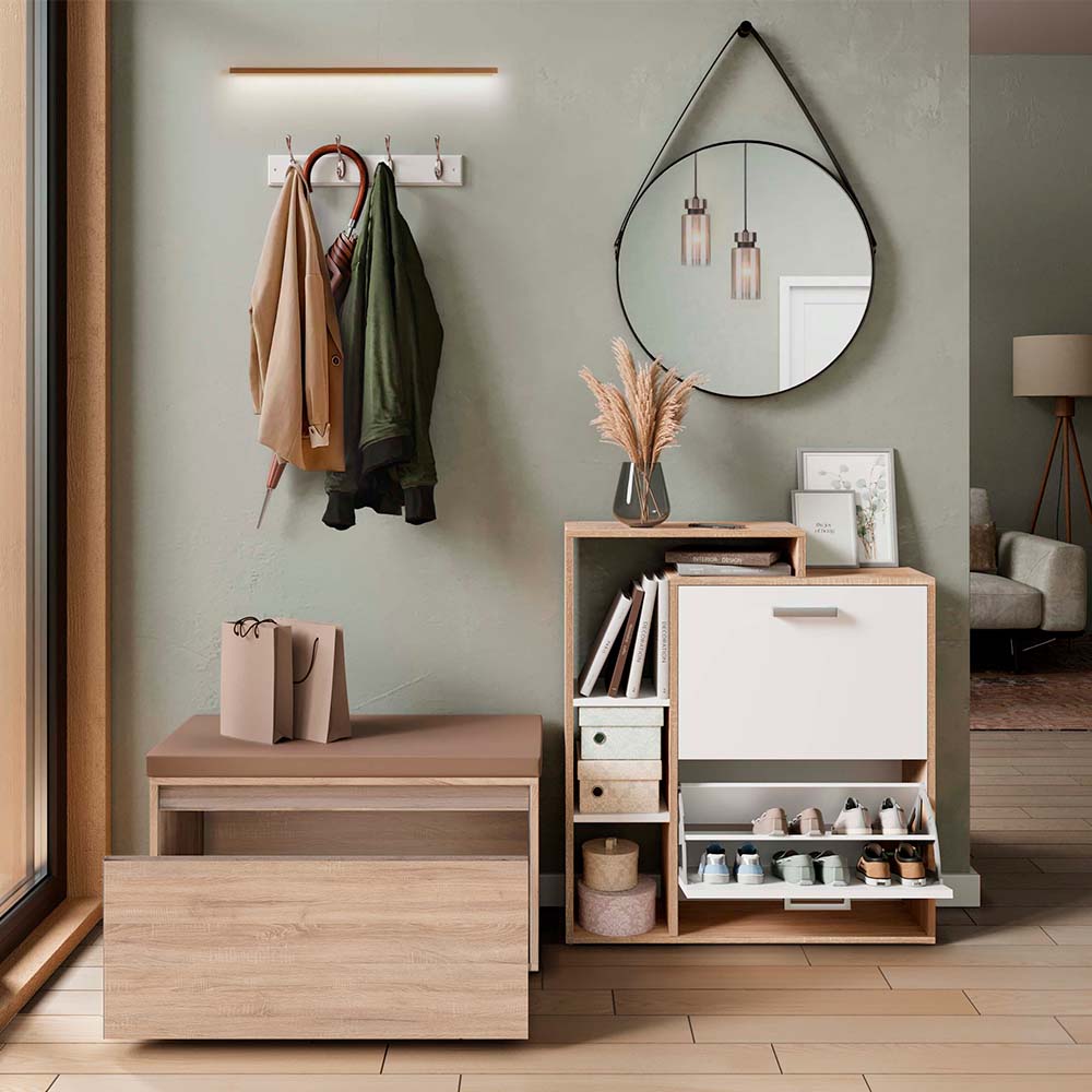 Vicco Scarpiera da ingresso Sonoma 2 parti, con banco