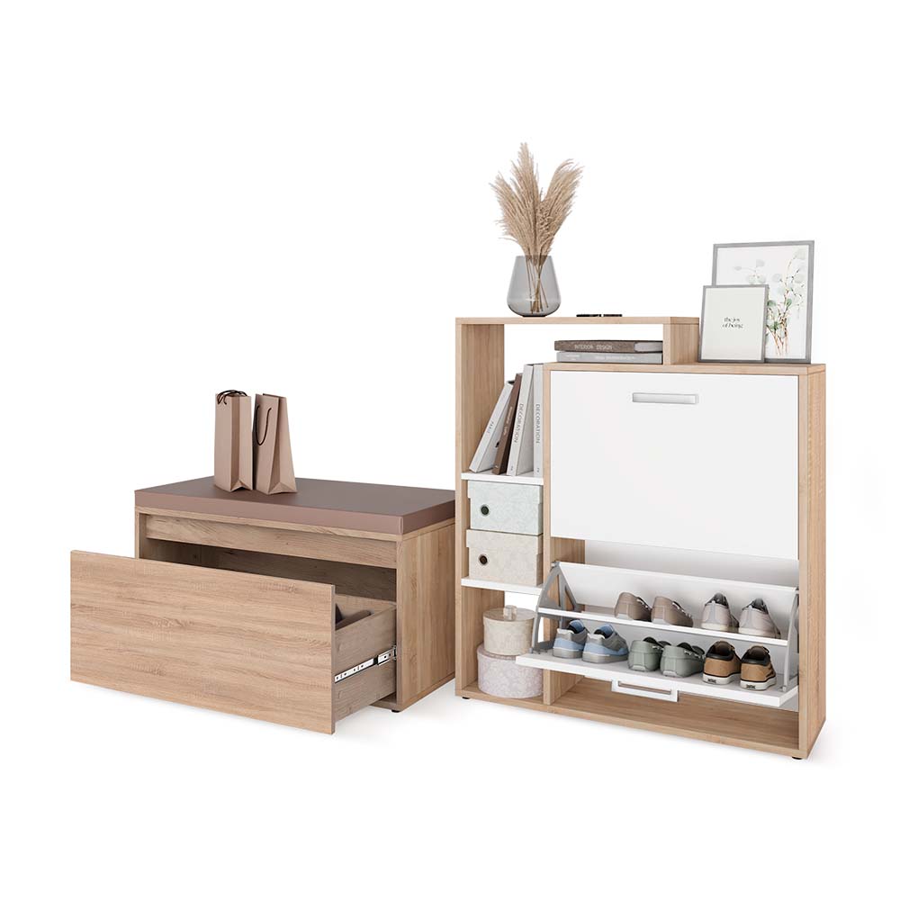 Vicco Scarpiera da ingresso Sonoma 2 parti, con banco