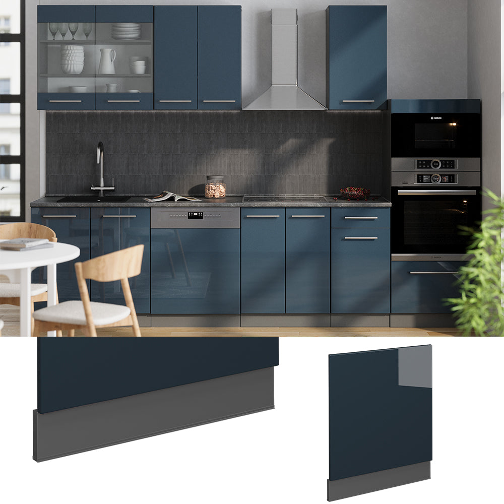 Vicco Fascia per lavastoviglie Blu scuro lucido 60 cm , PL Rovere