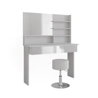 Vicco Tavolo da toeletta Bianco 120 cm con sgabello