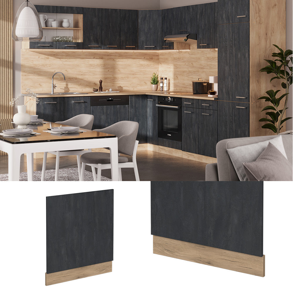 Vicco Pannello frontale Calcestruzzo nero 60 cm Senza piano di lavoro