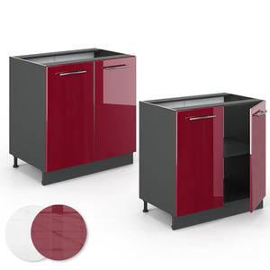Vicco Mobile lavello cucina Rosso bordeaux lucido 80 cm , PL Marmo