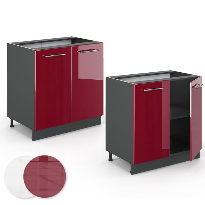 Vicco Mobile lavello cucina Rosso bordeaux lucido 80 cm , PL Marmo