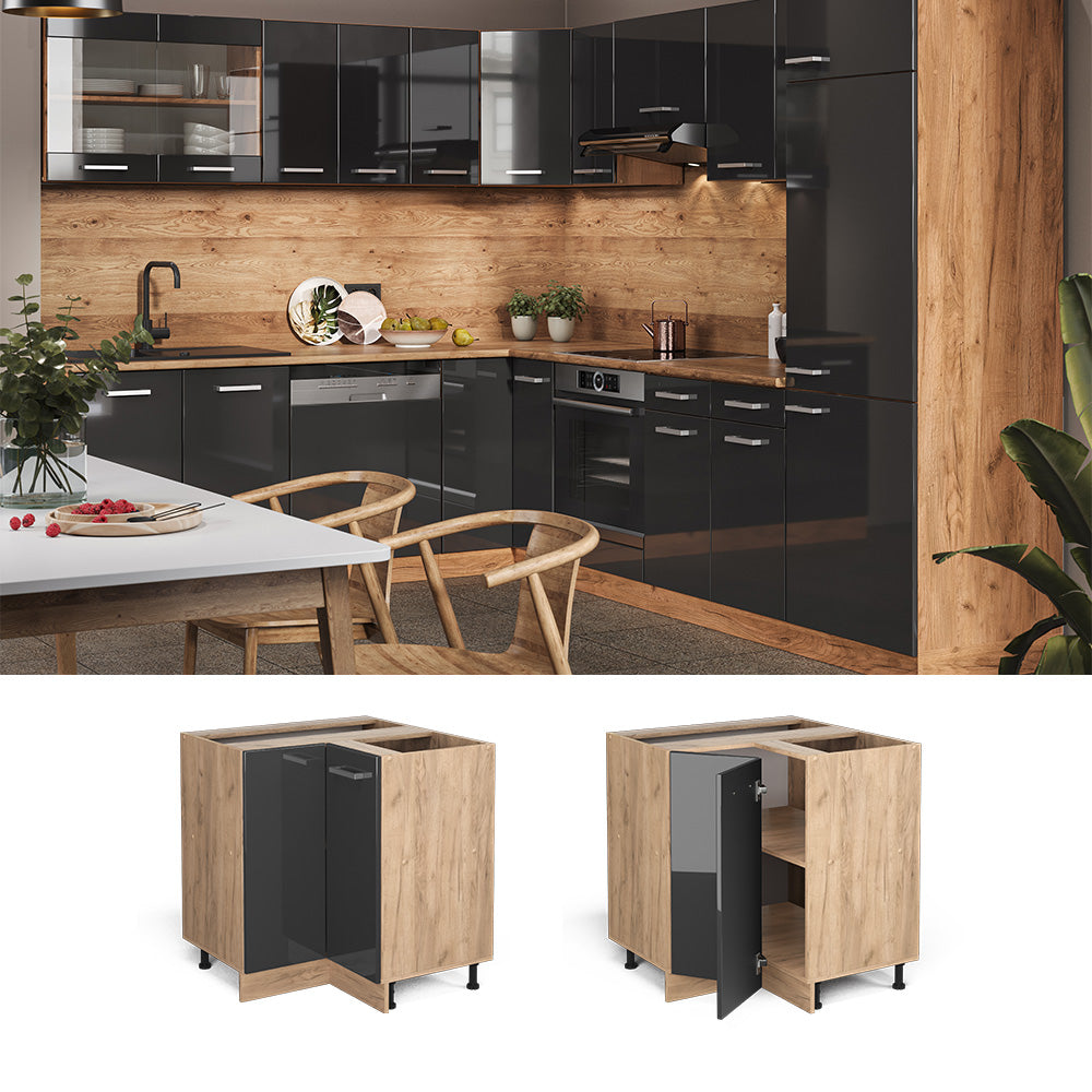 Vicco Mobile ad angolo cucina Antracite lucido 75.6 cm , PL Rovere