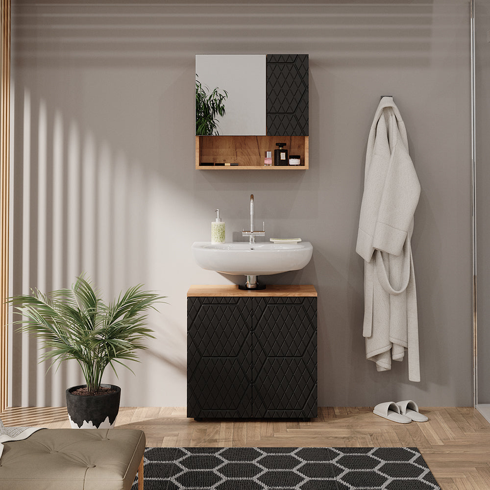 Vicco Set mobili bagno Antracite a righe 2 parti, base 60 cm