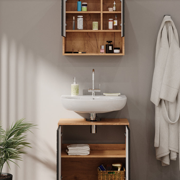 Vicco Set mobili bagno Antracite a righe 2 parti, base 60 cm