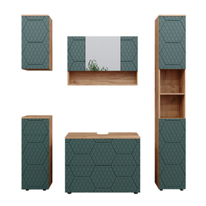Vicco Set mobili bagno Quercia verde/oro 5 parti