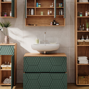 Vicco Set mobili bagno Quercia verde/oro 5 parti