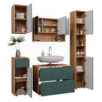 Vicco Set mobili bagno Quercia verde/oro 5 parti