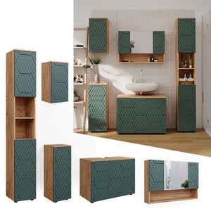 Vicco Set mobili bagno Quercia verde/oro 5 parti