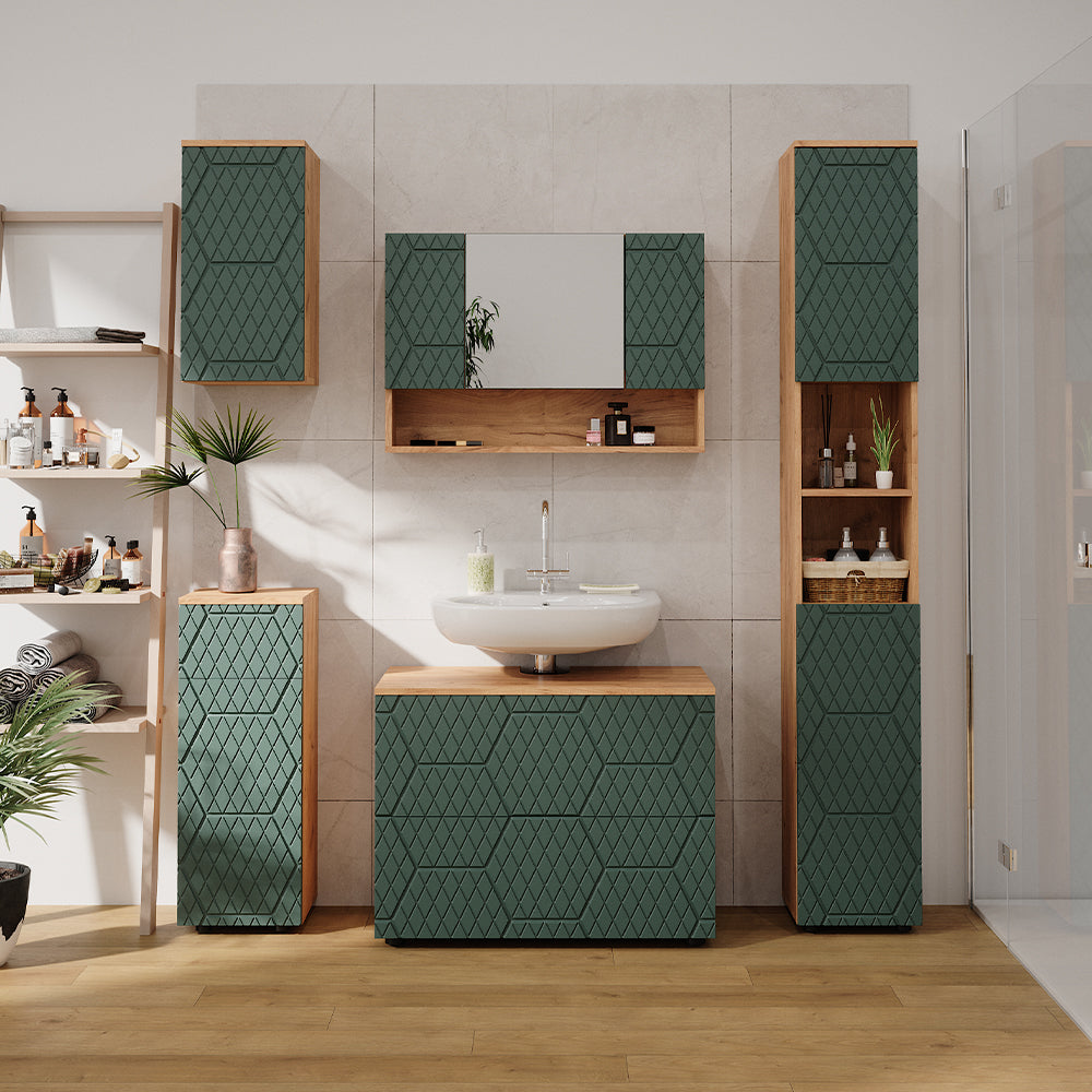 Vicco Set mobili bagno Quercia verde/oro 5 parti