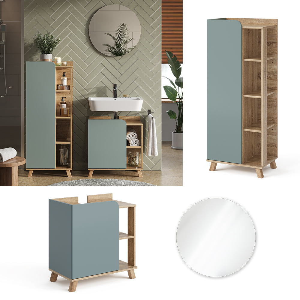 Vicco Set di mobili da bagno Grigio-blu 3 parti