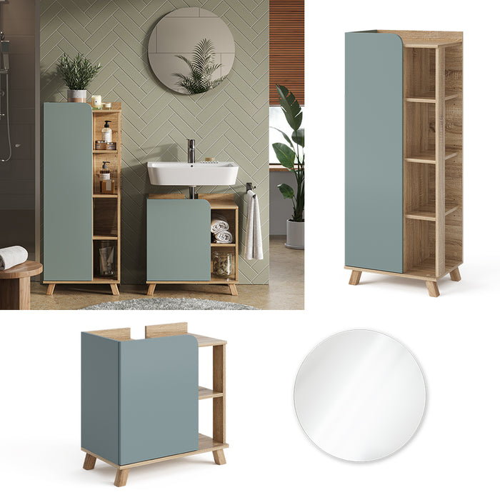 Vicco Set di mobili da bagno Grigio-blu 3 parti